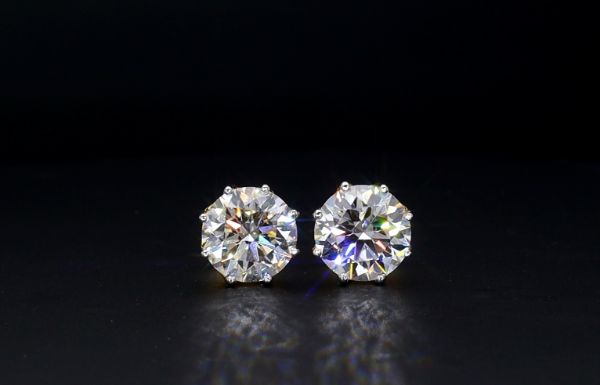 Picture of 3 Carat Solitaire Stud Earrings,Expertly Crafted For Timeless Brilliance.
