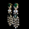 Picture of 13.65 Carat Luxurious Earrings With Emerald Centerpiece And Layered Diamond Drops.