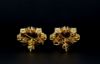 Picture of 3 Carat Stud Earrings With Rubby Center,Princess And Triangle Cut Diamond Accents.
