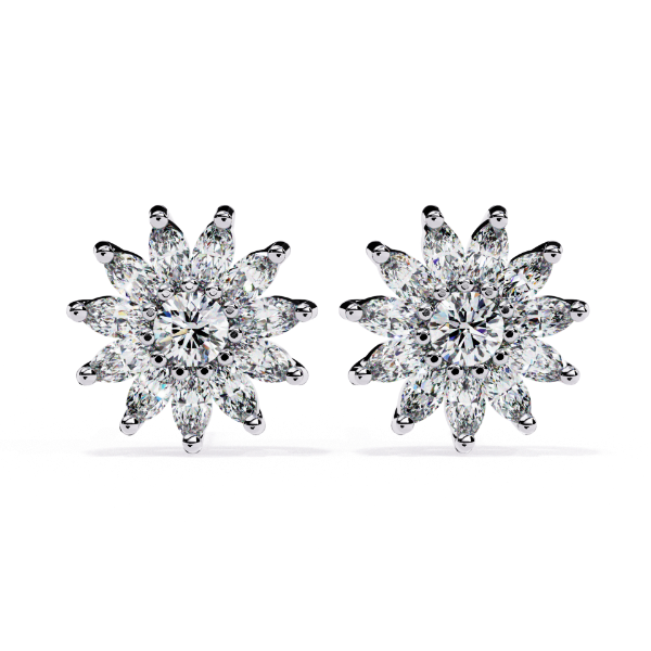 Picture of Floral Radiance – 1.30 Carat Marquise & Round Diamond Studs