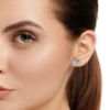 Picture of Golden Bloom – Round Diamond Floral Stud Earrings.