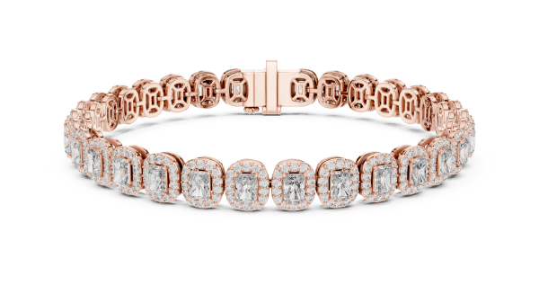 Picture of  The Halo & Alternating Link - 7 Carat Round and Radiant Diamond Bracelet