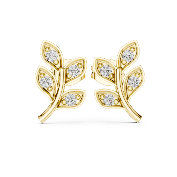 Picture of Leaf Whisper – Round Diamond Earrings