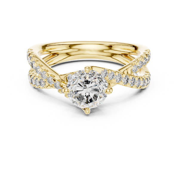 Picture of The Destiny Criss-Cross - 1 Carat Round Solitaire Diamond Ring  (1.40 CTW Diamonds)