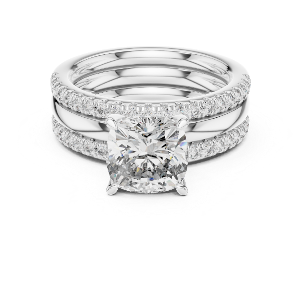 Picture of The Cushion Triad - 3 Carat Cushion Diamond Ring ( 3.50  CTW Diamonds)