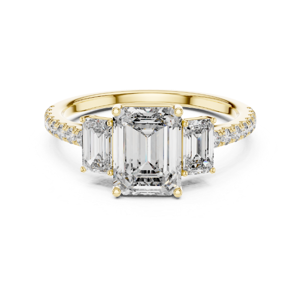 Picture of The Trilogy Facade - 1.75 Carat Emerald Diamond Ring (2.55 CTW Diamonds)