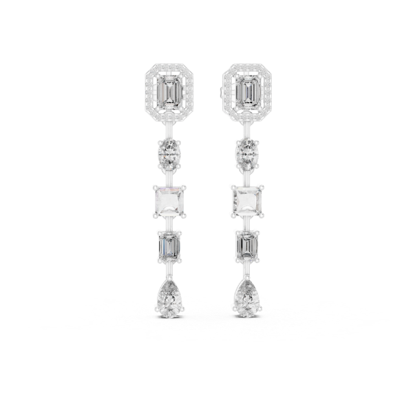 Picture of The Multi-Cut Chandelier - 3.10 Carat Mixed Diamond Drop Earrings