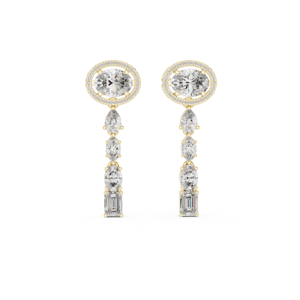 Picture of The Oval Halo Cascade - 3.30 Carat Mixed Diamond Drop Earrings